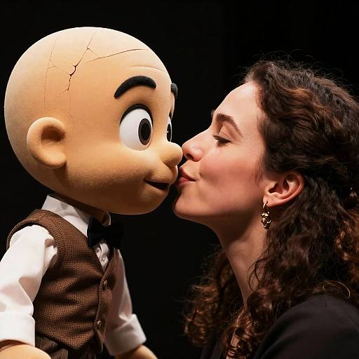 Woman Kissing Expressive Puppet