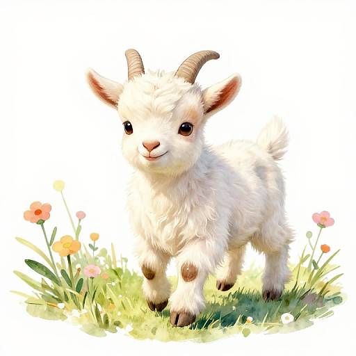 Cute Baby Goat in Coat Watercolor