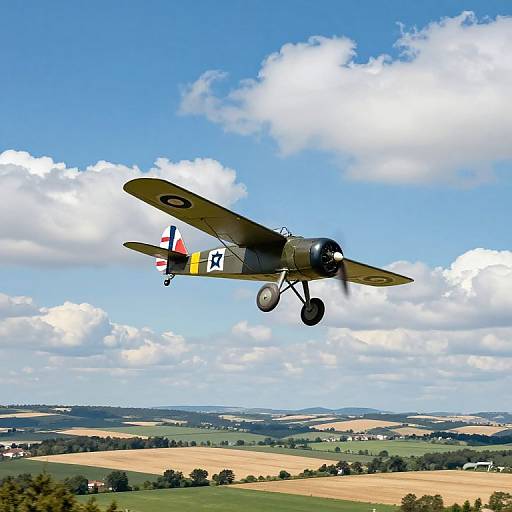 WW1 Airplane Dogfight Over Countryside