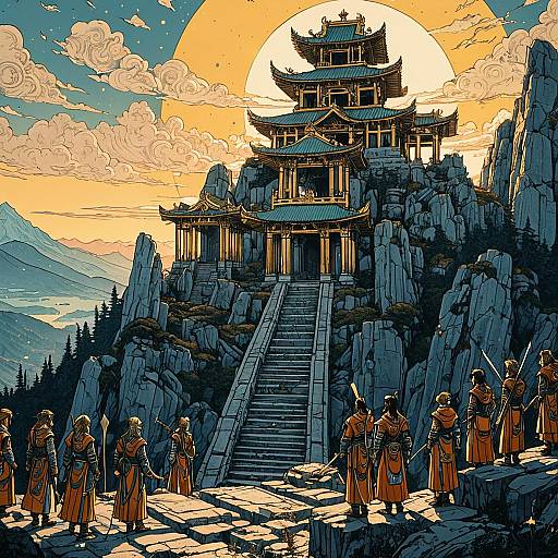 Twelve Celestial Warriors at Mountaintop Temple Ruins