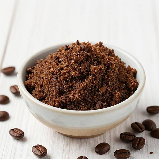Homemade Coffee Scrub in Ceramic Bowl