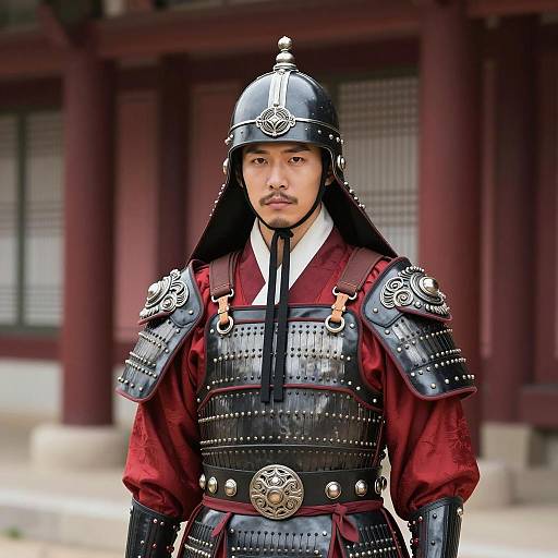 Traditional Korean Warrior in Armor