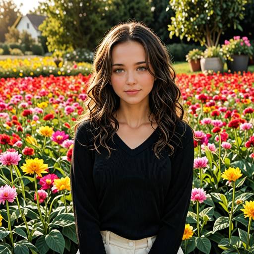 Serene Young Woman in Floral Field