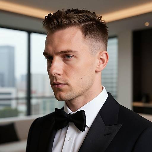 Fit European Man in Tuxedo Portrait