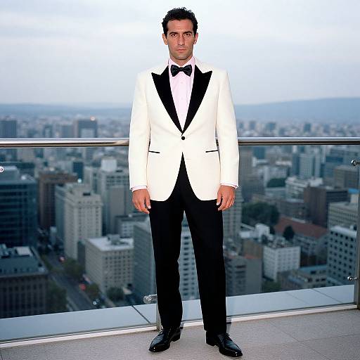 Stylish Man in Cream Dinner Jacket