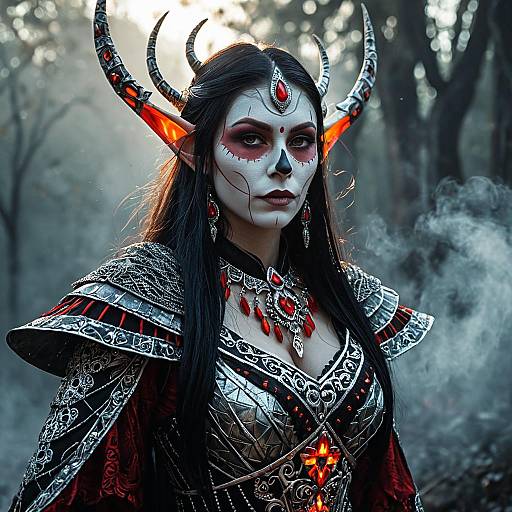 Elven Sorceress in Intricate Battle Dress