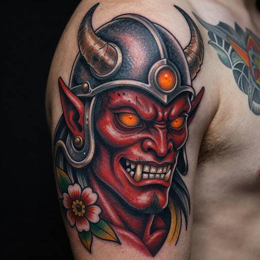 Vivid Demon Tattoo Design in Realistic Style