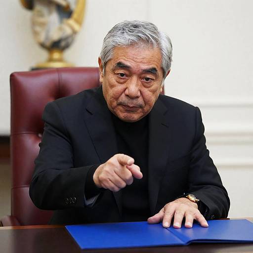 Serious Older Man in Black Suit