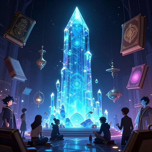 Glowing Mage Space Crystal Tower