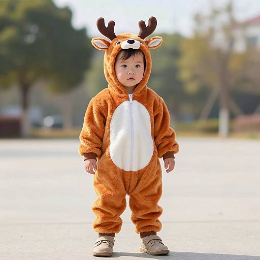 Playful Child in Adorable Reindeer Costume