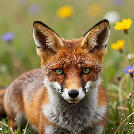 Fox-Cat Hybrid in Sunlit Meadow