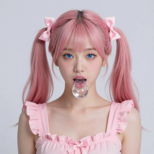 Sensual Pink-Haired Woman Digital Art