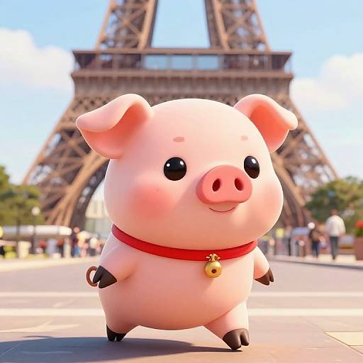 Cute Cartoon Pig on Champs Elysees