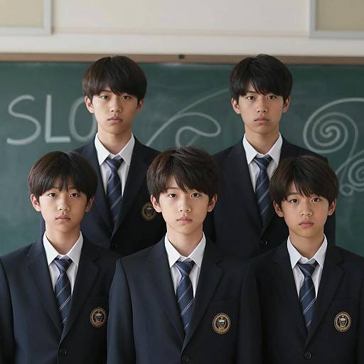 Teenage Boys in School Uniforms in Classroom