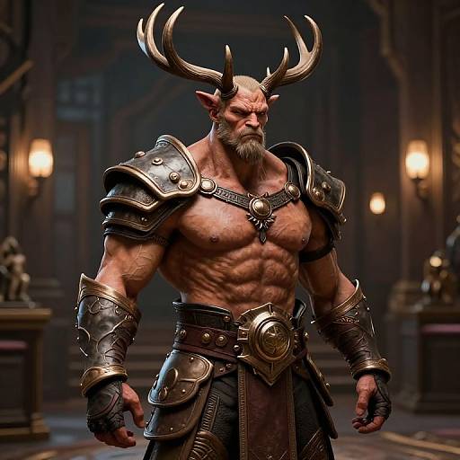 Armored Antlered Warrior in Cinematic Light