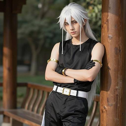 Stylish Male Cosplayer in Nature