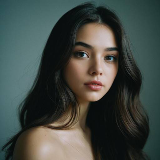 Young Woman with Long Dark Hair Portrait