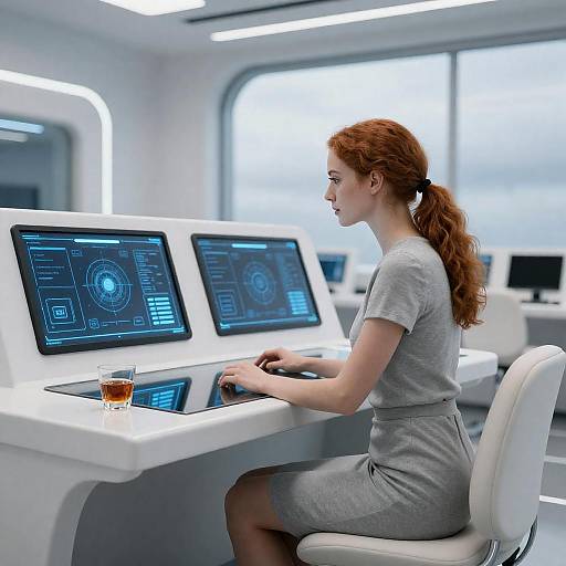 Futuristic Woman at Control Console