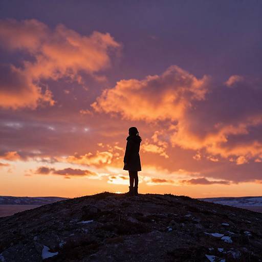 Solitary Girl at Northern Sunset