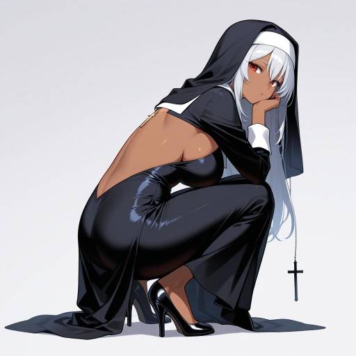 Mysterious Nun in Striking Black Dress Mysterious Nun in Striking Black Dress