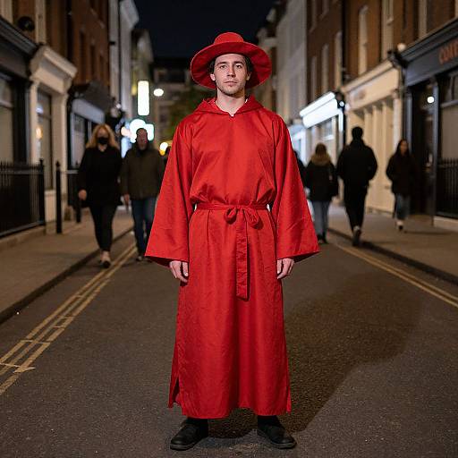 Man in Red Robe on Soho Street