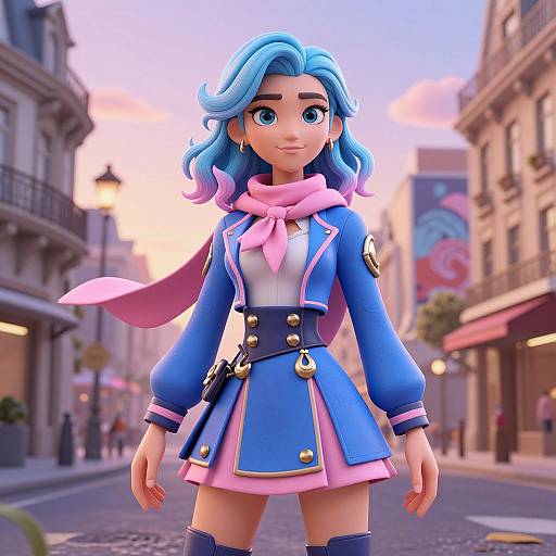 3D Manga Woman in Parisian Fantasy