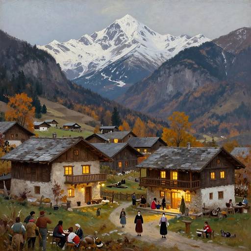 Rustic Village in Autumn Valley