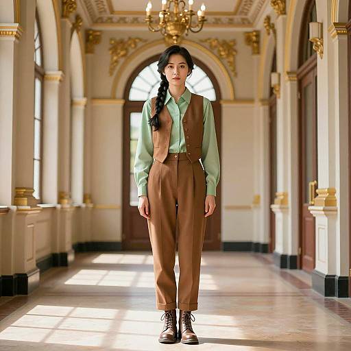 Sophisticated Annie Costume in Grand Hallway