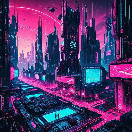 Neon Dream: Deserted Cyberpunk Metropolis
