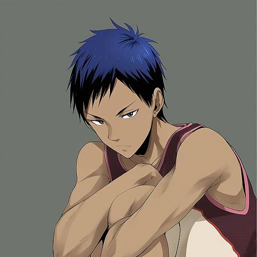 Illustration of Aomine daiki, kuroko no basuke in the style of Pija (pianiishimo)