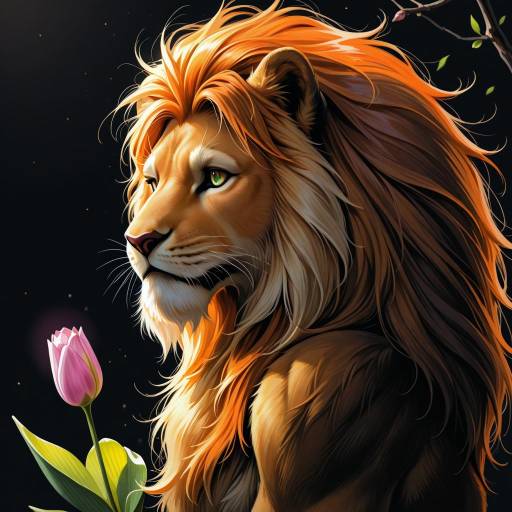 Majestic Lion with Ember-Orange Mane Majestic Lion with Ember-Orange Mane
