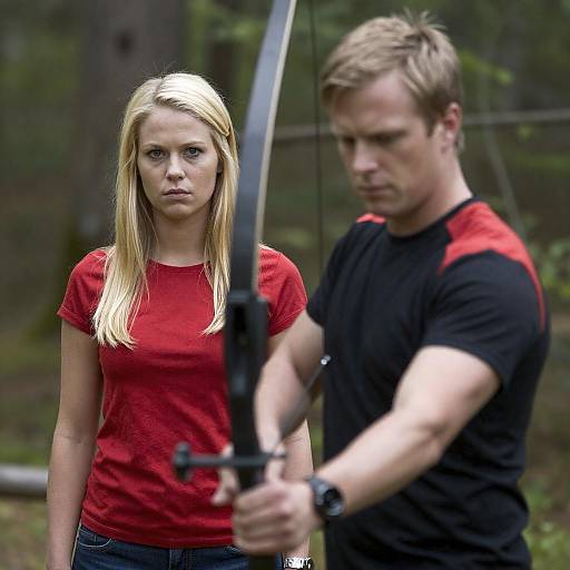 Focused Duo in Serene Forest Setting