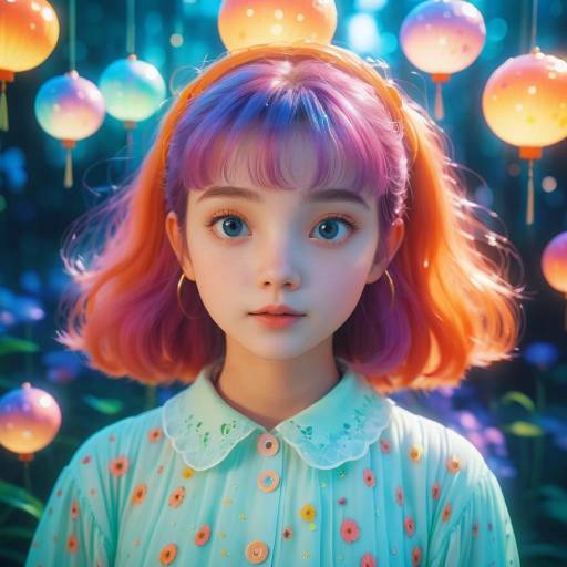 Dreamy Young Girl in Vibrant Style