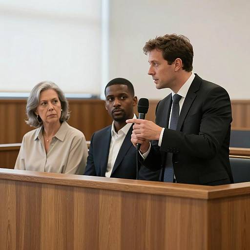 Dramatic Courtroom Scene with Defendants