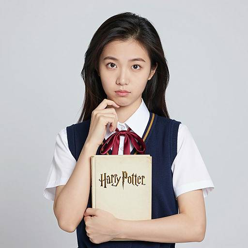 Asian Woman Holding Harry Potter Book