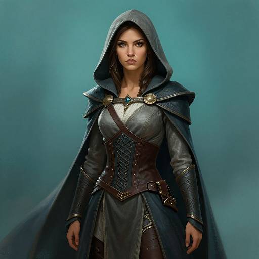Mysterious Woman in Fantasy Hooded Cloak