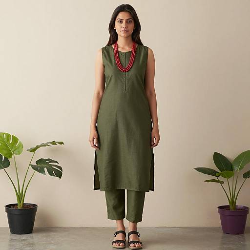 Elegant Casual Fashion in Olive Green