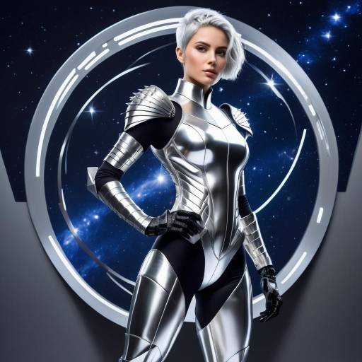Futuristic Armored Warrior in Cosmic Setting