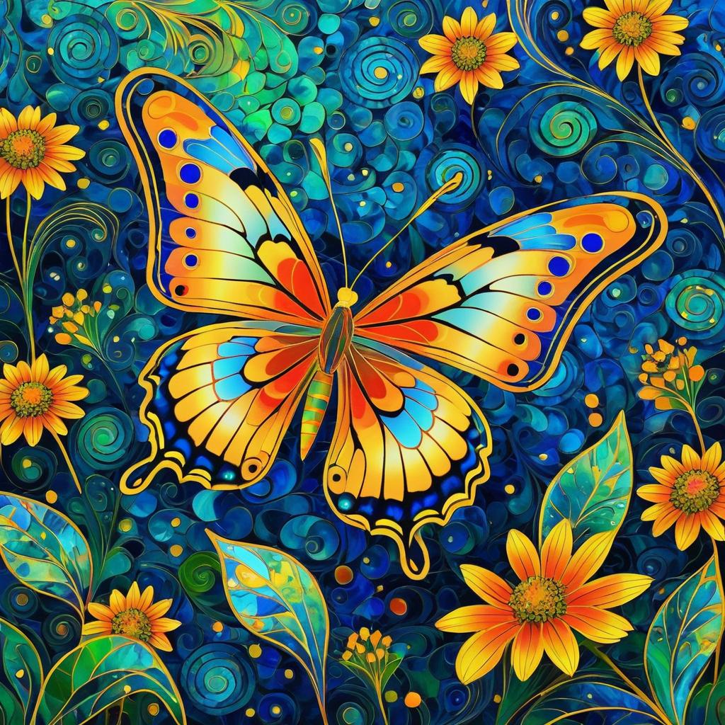 Vibrant Neo-Impressionist Butterfly Art