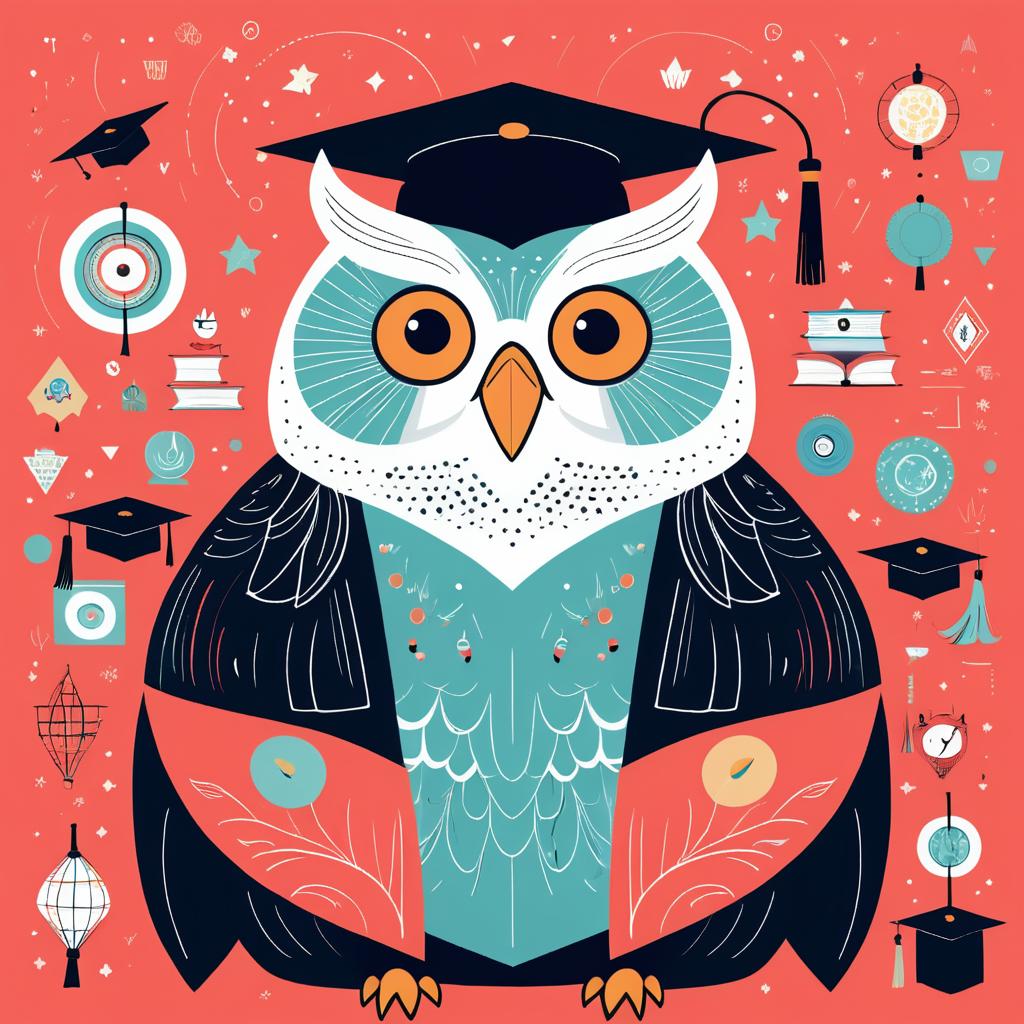 Whimsical Owl Professor Art Concept