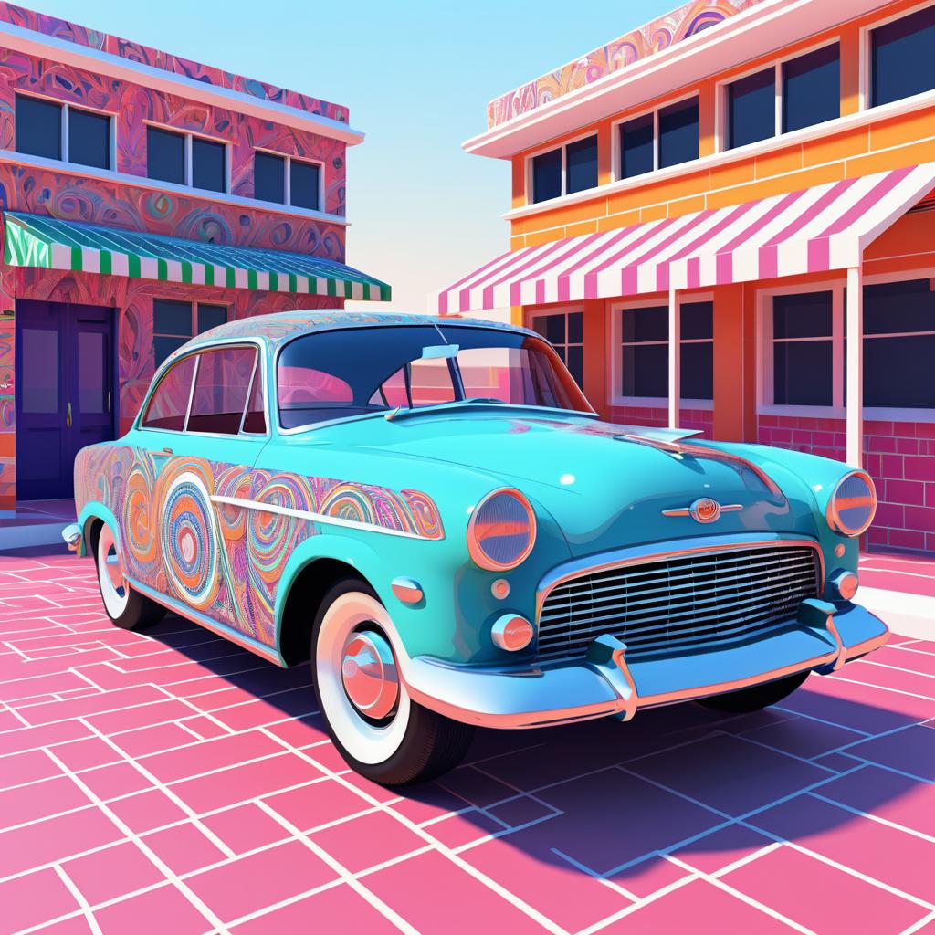 Vibrant Classic Car Digital Art Design