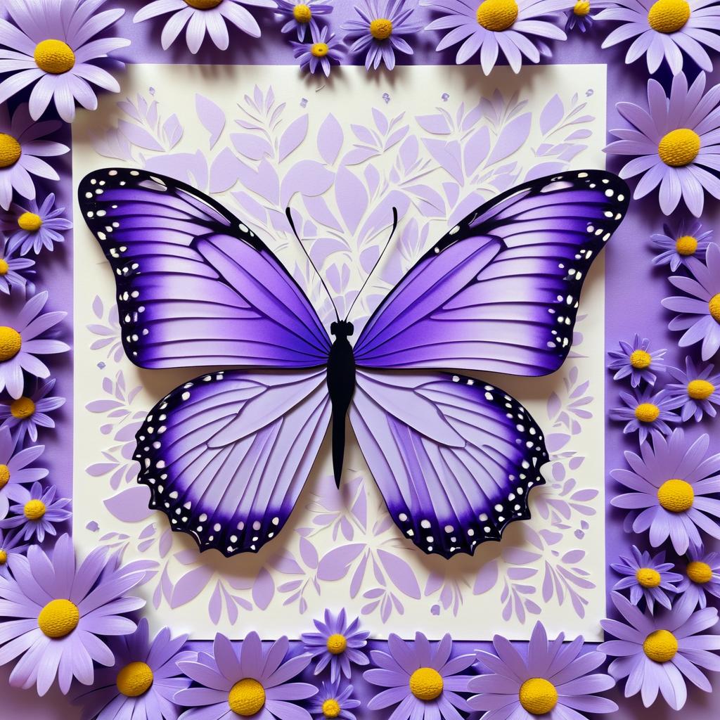 Elegant Butterfly on Floral Lavender Paper