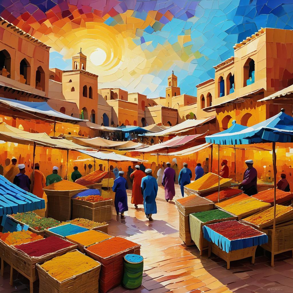 Vibrant Marrakech Market in Van Gogh Style