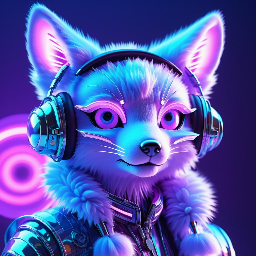 Futuristic Holographic Fox Artwork