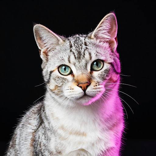 Neon Cat Portrait in Terada Style