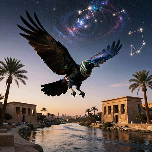Mystical Raven Egyptian God Soaring