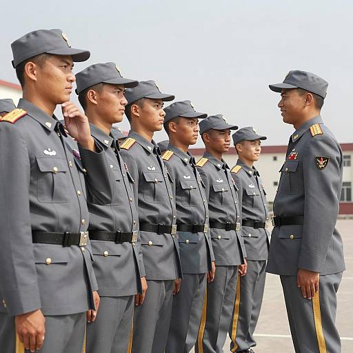 Solemn Troop Formation Under Clear Sky