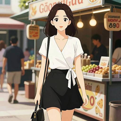 Chic Woman at Athens Food Stall