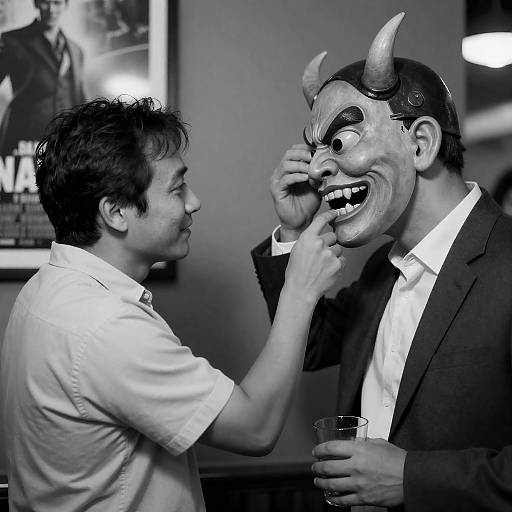 Noir Portrait of Men and Mask