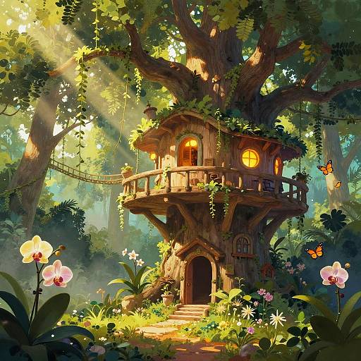 Magical Treehouse Village in Rainforest